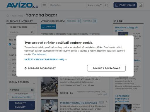yamaha bazar - prohlédněte si aktuální inzeráty na prodej motorek na webu avízo.cz