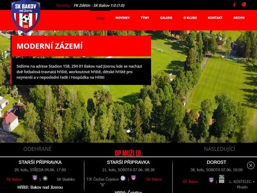 sk bakov nad jizerou - stránky fotbalového klubu z mladoboleslavského okresu