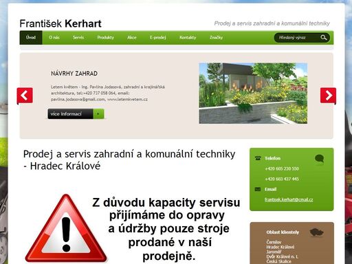 zabýváme se prodejem a servisem zahradní, komunální a stavební techniky: sekačky, křovinořezy, zahradní traktory, motorové pily a sněžné frézy