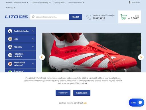 prodej fotbalového a sportovního vybavení v litoměřicích značek joma, adidas, nike, puma, select, uhlsport. opravy fotbalových míčů.