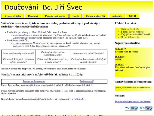 doučování účetnictví a matematiky osobně, přes internet či pomocí prezentací