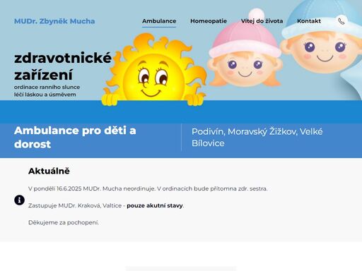 ambulance pro děti a dorost, homeopatie - moravský žižkov, velké bílovice a podivín