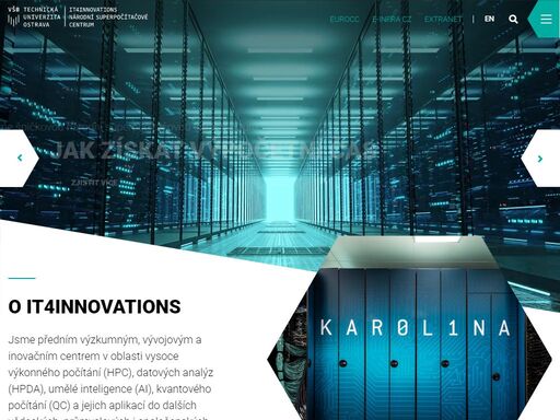 o it4innovations jsme předním výzkumným, vývojovým a inovačním centrem v oblasti vysoce výkonného počítání (hpc), datových analýz (hpda), umělé