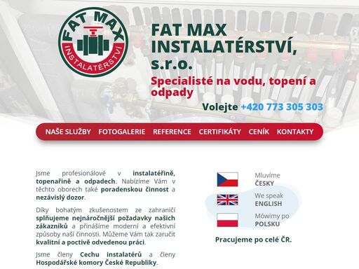 fat max instalatérství je odborníkem v instalatéřství, topenařině a odpadech. nabízíme také poradenskou činnost a nezávislý dozor v oboru.