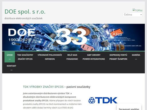 jsme autorizovaným distributorem výrobce tdk a dlouholetým distributorem elektronických komponent produktové značky epcos.
