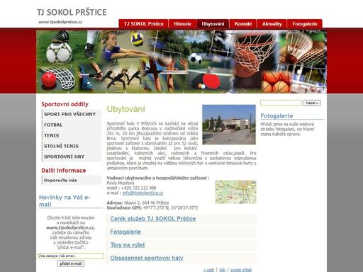 sportovní, hala,ubytování, restaurace, tenis, badminton, basketbal, florbal, aerobic, soustředění, levné