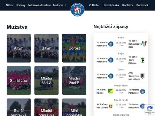 mužstva, nejbližší zápasy, historie klubu a novinky týmu tj paramo pardubice.
