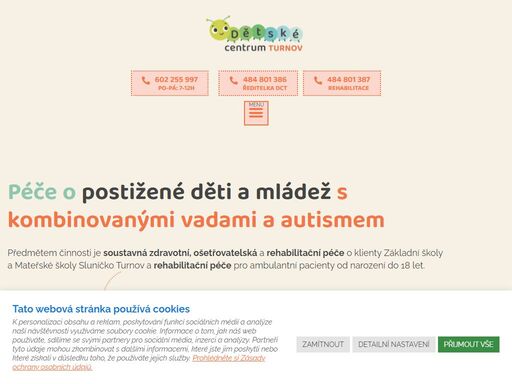 v dětském centru turnov zajišťujeme pomoc postiženým dětem s kombinovanými vadami a autismem. poskytneme vašim dětem komplexní zdravotní péči – od rehabilitací až po canisterapii.