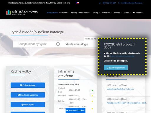 webové stránky městské knihovny česká třebová