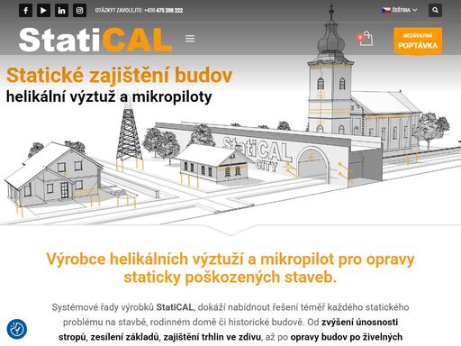výrobky statical, řešení téměř každého statického problému na stavbě. zvýšení únosnosti základů, zajištění trhlin zdiva až po instalaci tepelné izolace.