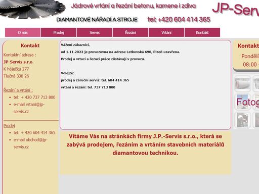 jádrové vrtání a řezání betonu, asfaltu. prodej a servis profesionálního nářadí. 