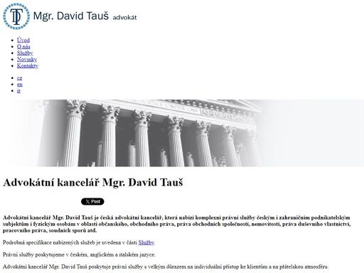 advokátní kancelář mgr. david tauš je česká advokátní kancelář, která nabízí komplexní právní služby českým i zahraničním podnikatelským subjektům i fyzickým osobám v oblasti občanského, obchodního práva, práva obchodních společností, nemovitostí, práva duševního vlastnictví, pracovního práva, soudních sporů atd.