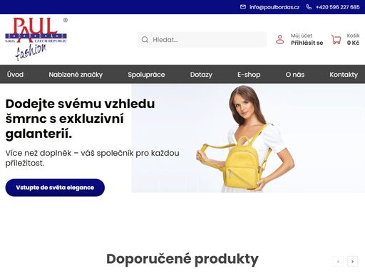 společnost paul bordas fashion, s.r.o., je významným dodavatelem sortimentu kožené galanterie - kabelky, dámské a pánské aktovky, peněženky, ledvinky, batohy, cestovní a sportovní tašky, opasky aj. zboží nabízíme také formou komise nebo v e-shopu.