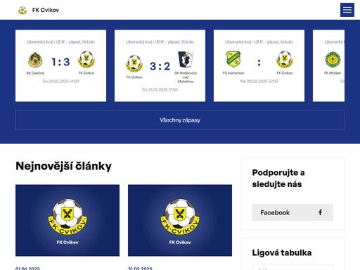 oficiální stránky fotbalového klubu