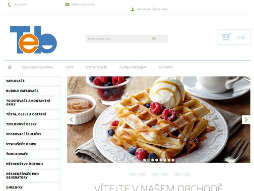 vítejte v našem obchodě. před vice jak 10 lety jsme se rozhodli naše výrobky nejen vyrábět ale i přímo prodávat zákaznikům a vznik e-shop www.teb-shop.cz. tento e-shop se začal rozšiřovat i další produkty, které nevyrábíme. snad bude spokojení s kvalitou výrobku a služeb e-shopu.