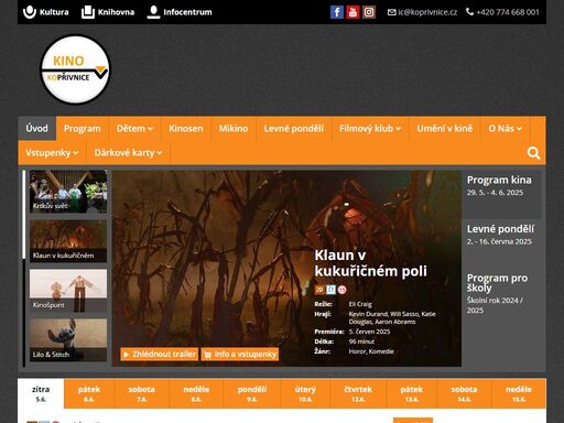 úvod, kino kopřivnice kompletní program, vstupenky online, kontakt a všechny informace o kino kopřivnice