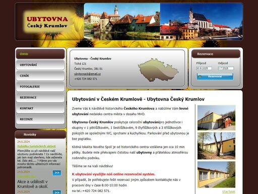 ubytovna český krumlov poskytuje celoroční ubytování pro jednotlivce i skupiny v 1 pětilůžkovém, 1 šestilůžkovém, 9 čtyřlůžkových a 3 třílůžkových pokojích se společnými wc a sprchami. v ubytovně se nachází recepce, prostor pro úschovu kol, kuchyňka (lednice, mikrovlnka, el. mini sporák, rychlovarná konvice, dřez s teplou a studenou vodou, pračka). parkování před ubytovnou je bez poplatku.

k ubytování využijte náš online rezervační systém. 
v případě, že potřebujete řešit rezervaci jiným způsobem kontaktujte nás na tel.:+420 724 082 571 nebo email: ubytovnack@email.cz
vašim požadavkům se budeme věnovat v pracovní dny v čase 8:00-10:00 hodin.
s pozdravem martin a silva z ubytovny - český krumlov 


