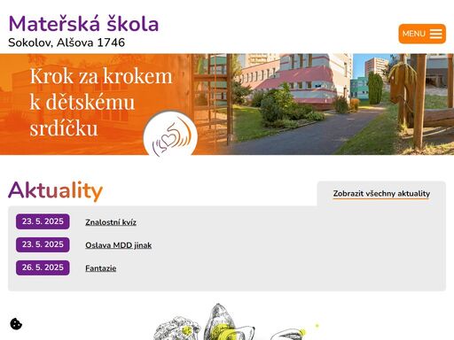 v naší mateřské školce máme 4 třídy. naší snahou je učit děti tak, že je nenásilně a laskavě povedeme od věci známé k neznámé, od věci jednoduché ke složitější, v podnětném a příjemném prostředí plném porozumění a vzájemné spolupráce.