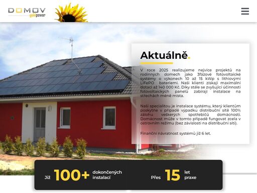 komplexní služby při zřizování fotovoltaických a termických solárních systémů.