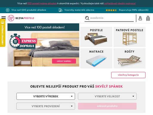 nabízíme pevné dřevěné postele z masivu, praktické postele s úložným prostorem, dětské postele do pokojíčku nebo oblíbené patrové postele pro dvě a více…