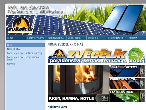 nabízíme krby, kamna, kotle, krbové vložky, solární systémy a mnoho dalších produktů z oblasti vytápění a úspor energií. provádíme práce vodo, topo, plyn, elektro. zajišťujeme prodej, poradenství, rozvoz, montáže a servis produktů námi nabízených.