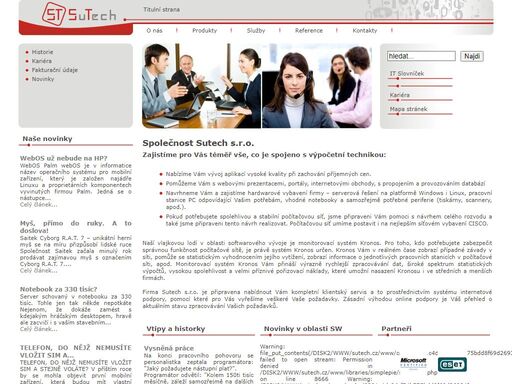 základní informace o nabídce firmy sutech. dále o jejím produktu - monitorovacím systému kronos. 