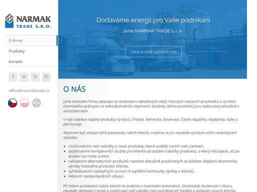 narmak trade vám dodá základové oleje, hotové mazací prostředky a výrobky chemického průmyslu mnoha evropských výrobců, a to vše ve velkoobchodních objemech.