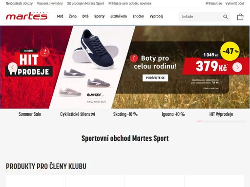 martes sport je sportovní obchod s výrobky renomovaných značek. kvalitní sportovní a turistické oblečení, obuv a vybavení. zveme vás k nákupu!