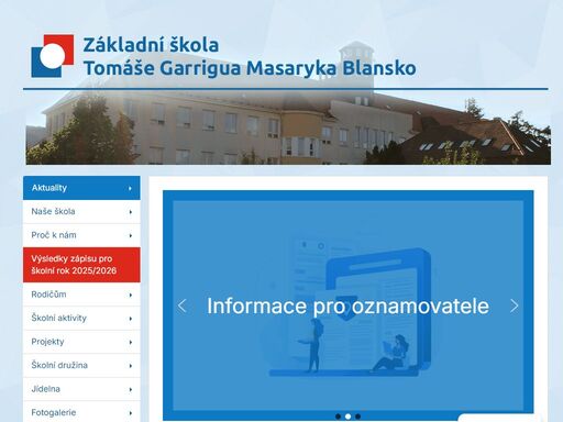 oficiální webové stránky zš tomáše garrigua masaryka blansko, rodkovského 2.