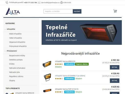 voděodolné infrazářiče s výkonem až 6000 w, moderní design, kvalita evropského výrobce, jednoduchá instalace a obsluha, poradíme vám s výběrem infrazářiče