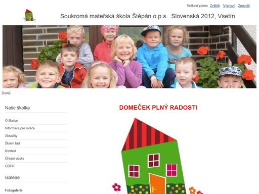 mateřská škola štěpán, domeček plný radosti