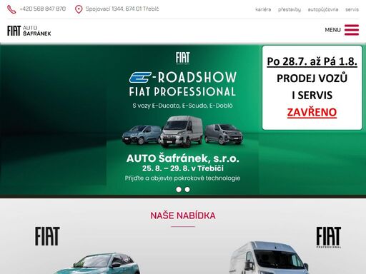 nabízíme nové i ojeté vozy. možnost také přestaveb vozidel. prodáváme také náhradní díly a doplňky pro značky alfa romeo, lancia, dodge, chrysler a jeep.