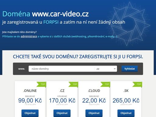 zaregistrujte si doménu a objednejte webhosting nebo server u spolehlivého partnera s vlastním datacentrem. forpsi je profesionálem na trhu domén, webhostingu, vps a cloudu. vytvořte si s námi vlastní web nebo využijte širokých možností vps. 