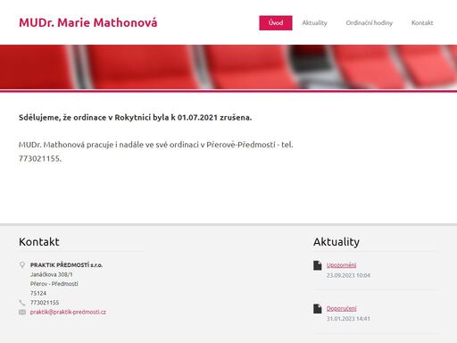 praktik předmostí s.r.o.; mudr. marie mathonová, praktický lékař