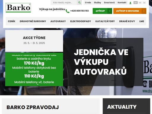 vykupujeme druhotné suroviny - kovy, autovraky a další podle cen odvozených z londýnské burzy. navštivte jednu z našich poboček či využijte možnost blokace na portálu evýkupu.