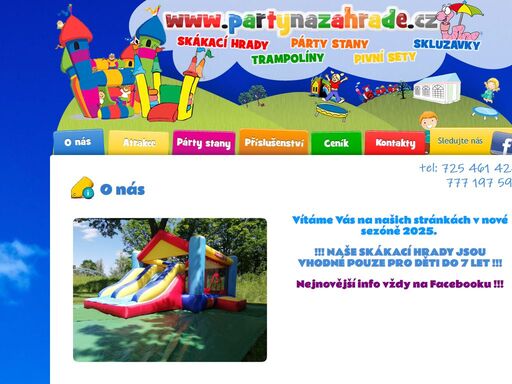 párty na zahradě pronajímá nafukovací hrady, trampolíny, party stany, pivní sety a další příslušenství pro vaši zahradní párty.