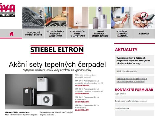 podlahové vytápění schütz. systém řízené výměny vzduchu airconomy od firmy schütz. kondenzační kotle chaffoteaux. tepelná čerpadla stiebel eltron. kompletní dodávky materiálu a montáž.