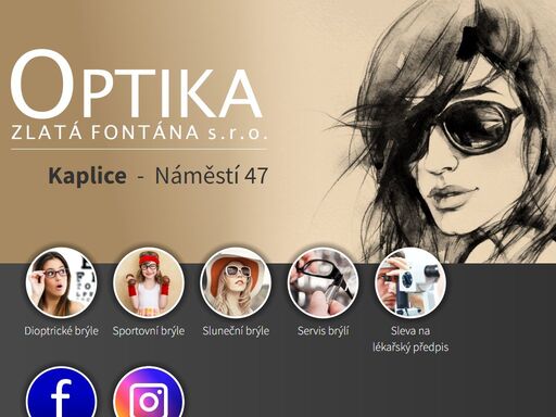oční optika nabízí výběr značkových brýlových obrub, slunečních brýlí, pouzder a příslušenství. zhotovujeme pánské, dámské a dětské brýle. slevy na brýle na lékařský předpis. brýle pro řidiče drivewear, sluneční brýle, samozabarvující brýle, brýle s klipem. nabídka oprav, úprav a čištění. platba kartou. 
