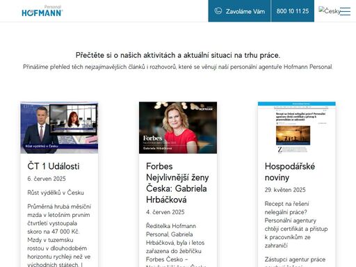 přední česká personální agentura hofmann personal. patříme mezi top 5 personálních agentur v čr. nabízíme firmám vhodná náborová řešení a uchazečům o zaměstnání novou profesní perspektivu.