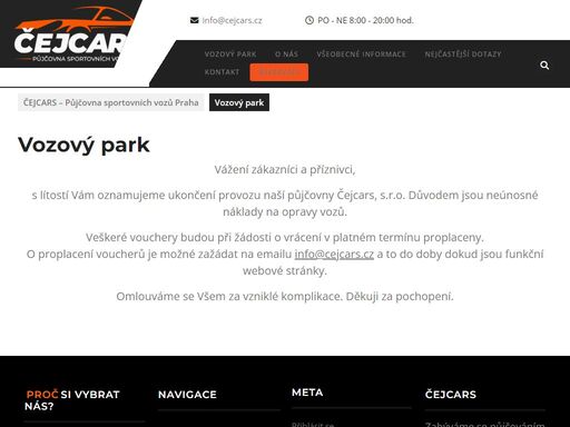 zabýváme se půjčováním sportovních vozů značek bmw m, mercedes-benz amg, audi, mustang, camaro, dodge a dalších. na webových stránkách naleznete nejpopulárnější vozy k zapůjčení, kromě toho je na webu k dispozici online rezervační systém a obchod s vouchery.