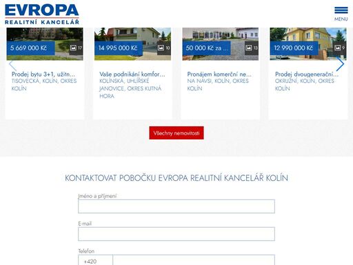 evropa realitní kancelář kolín vám nabízí prodej, pronájem a koupi těchto;nemovitostí -;byty, domy,…
