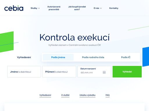okamžitá kontrola exekucí fyzických i právnických osob v centrální evidenci exekucí čr. informace o počtu vedených exekucí i výše dlužných částek.