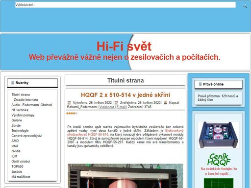 hifi,web převážně vážně nejen o zesilovačích a počítačích.
hi-fi svět, hi-fi world, hi-fi svět - issn 1803-733x, federmann, zesilovač, audio, amplifier, preamplifier, amp, preamp