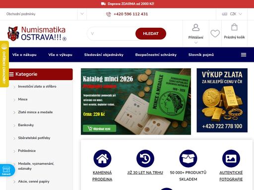 numismatickým materiálem se zabýváme již více než 30 let. tyto zkušenosti předáváme našim zákazníkům v podobě prodeje širokého sortimentu mincí, bankovek, řádů, vyznamenání a investičních kovů.