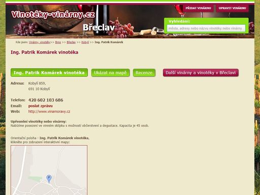 ing. patrik komárek, vinotéka břeclav, vinárna břeclav ing. patrik komárek: detail vinotéky / vinárny v břeclavi