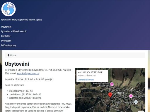 sportovní akce, ubytování, sauna, výlety