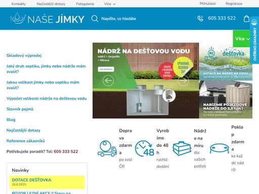 septiky, žumpy, jímky, nádrže na dešťovou vodu, vodoměrné šachty a zemní pískové filtry ? máme férové ceny ? doprava po celé čr zdarma ?