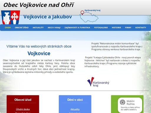 oficiální stránky obce vojkovice, přidružené obce jakubov, karlovarský kraj.