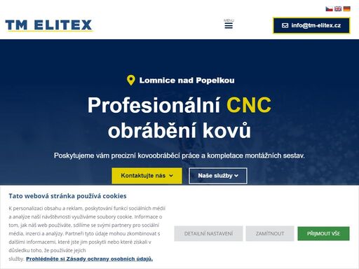 cnc obrábění a kompletace montážních skupin, lomnice nad popelkou, česká republika, tm elitex