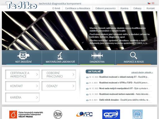 společnost tediko, s. r. o. byla založena v roce 1992 specialisty s dlouholetou zkušeností v oblasti materiálových kontrol a expertiz, laboratorních materiálových šetření a diagnostiky zařízení, a to především zařízení elektráren,…